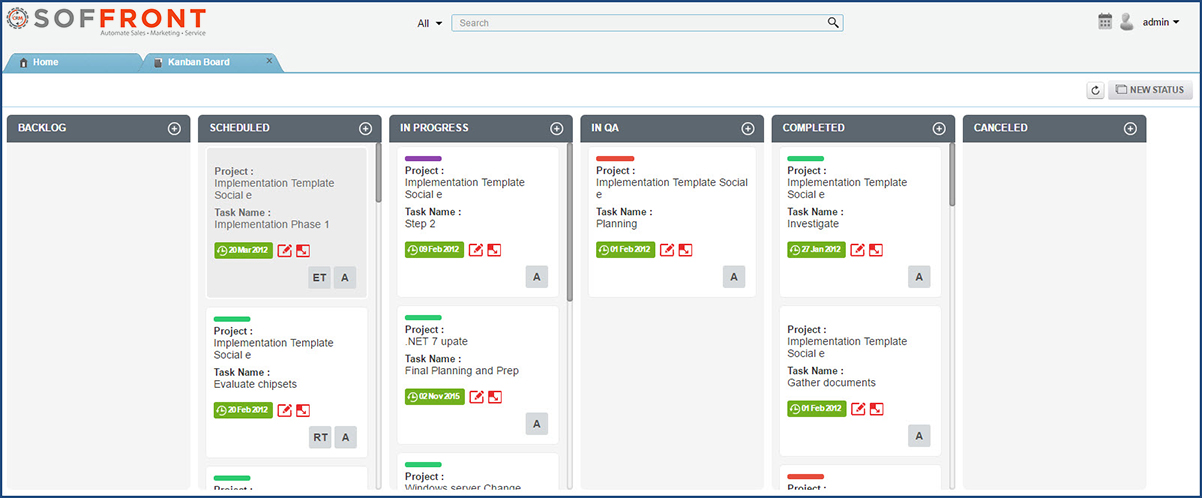 screenshot of Soffront CRM